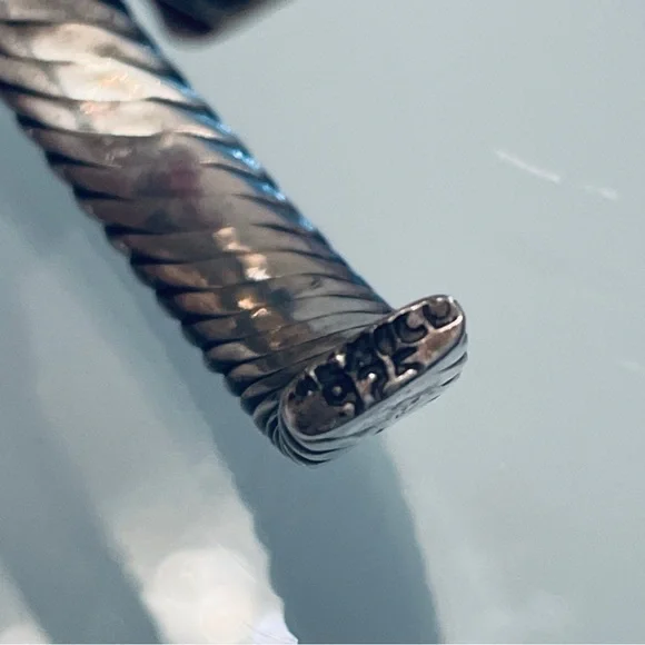 Vintage Mexico Turquoise Cable Design Cuff Bracelet in 925 Sterling Silv… - Picture 8 of 9